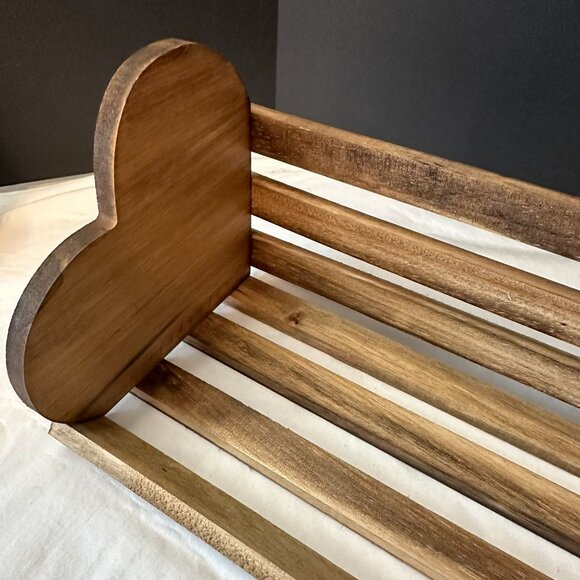 New Vintage Wood Slatted Heart Felt Shaped Hanging Rack-Shelf 14-1/2" Farmhouse - Picture 6 of 10